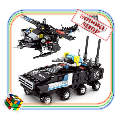 Bộ Gạch Nhựa Lắp Ghép Xe Cảnh Sát, Máy Bay, Đồ Chơi Giáo Dục 10in1  07058