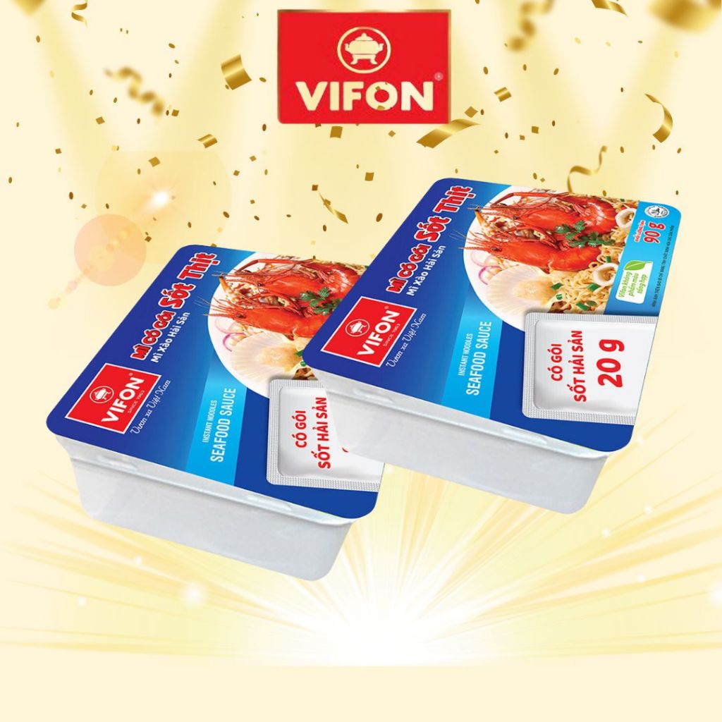 Mì trộn sốt hải sản Vifon khay 90g-1 hộp mì xào sốt hải sản ăn liền Vifon