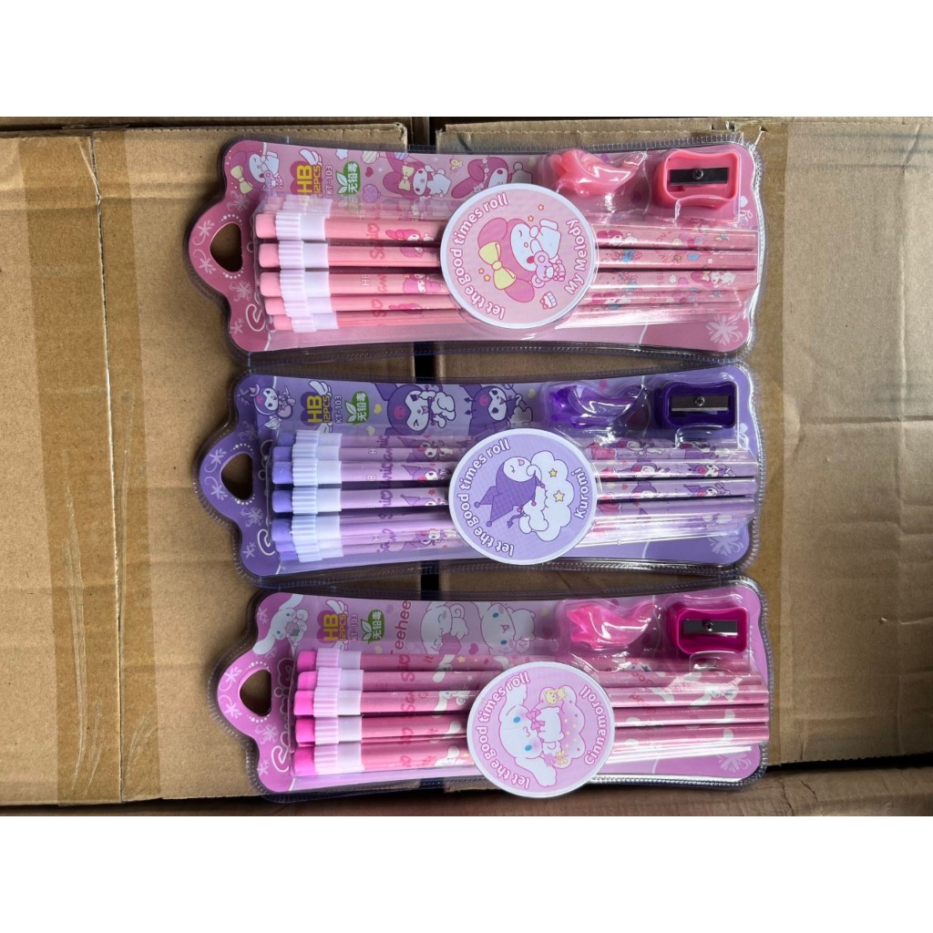 Sét 12 bút chì tặng kèm cá định vị và gọt bút chì dễ thương