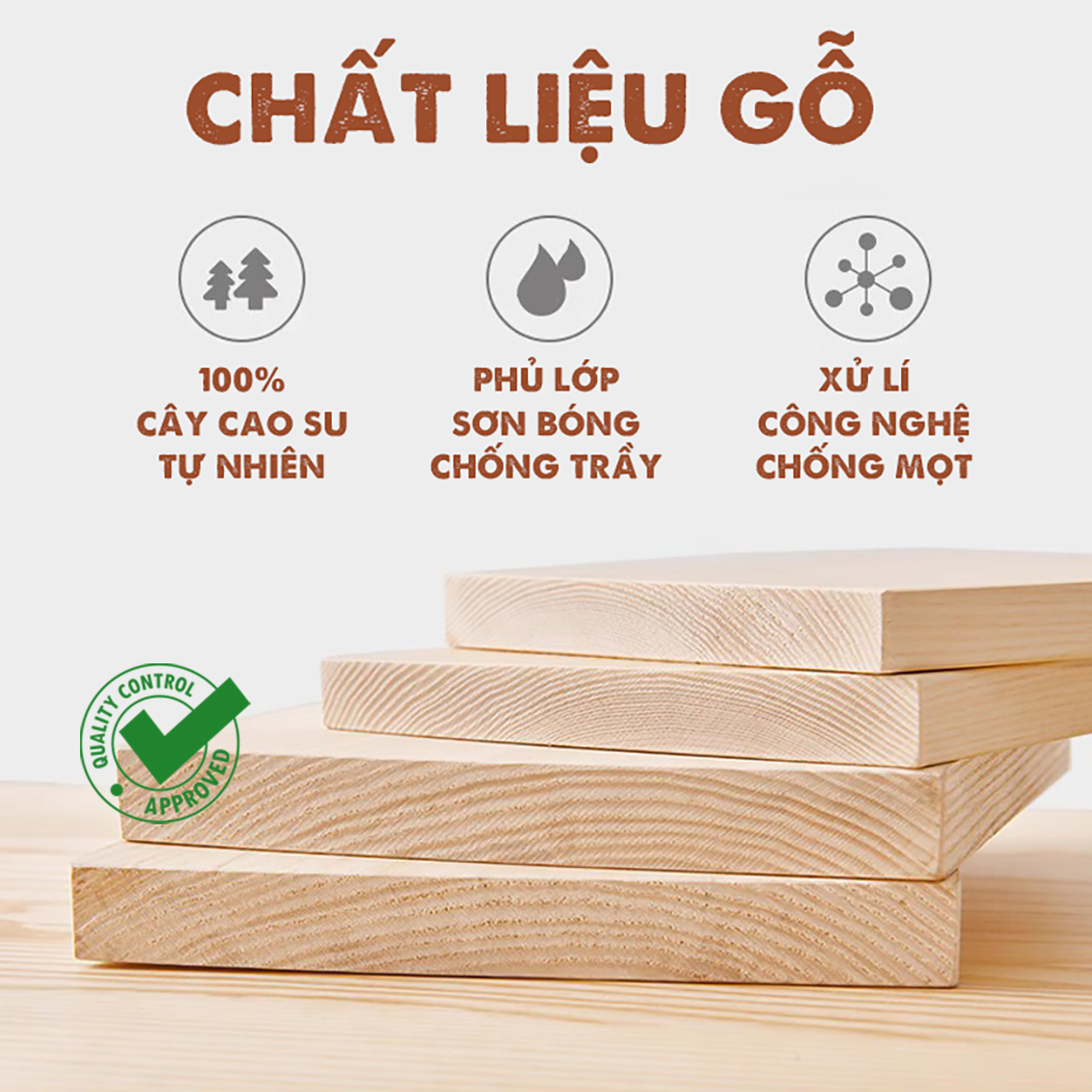 Kệ đựng gia vị nhà bếp gỗ cao su tự nhiên 100% thiết kế 2 tầng, 3 tầng tiết kiệm không gian nhà bếp, chống mối mọt