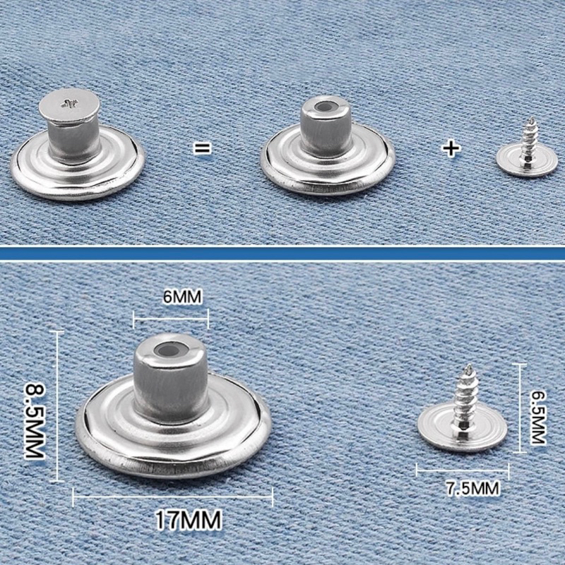 Nút cài quần jean bằng kim loại có thể tháo ra và điều chỉnh tiện lợi cho Nam Nữ