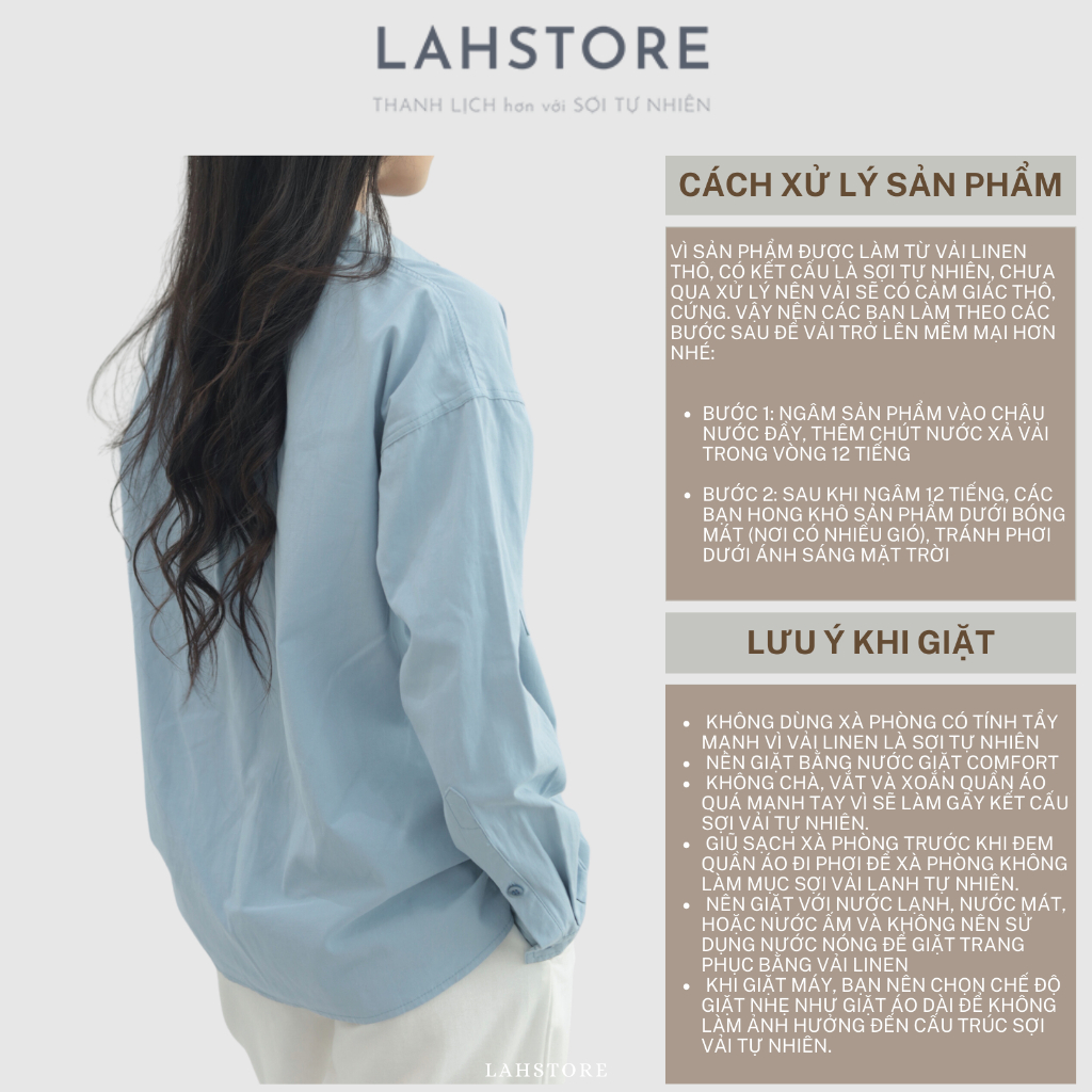 Áo sơ mi nữ form rộng tay dài trễ vai LAHSTORE chất thô premium thiết kế hai túi ngực trẻ trung