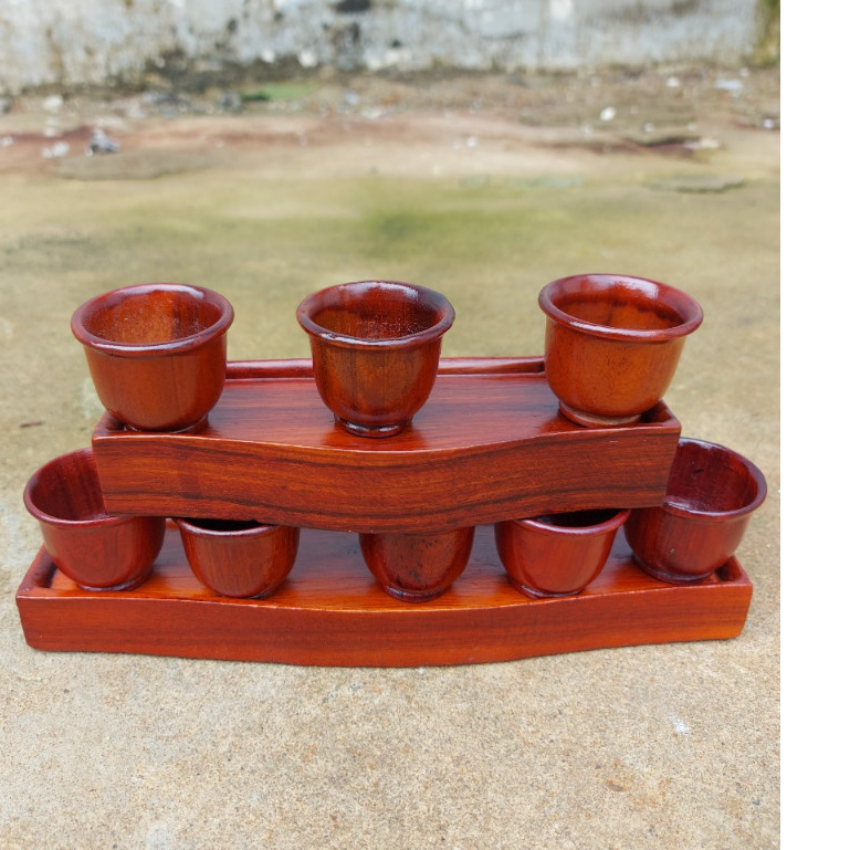 Bộ 5 ly nước thờ cúng gỗ hương