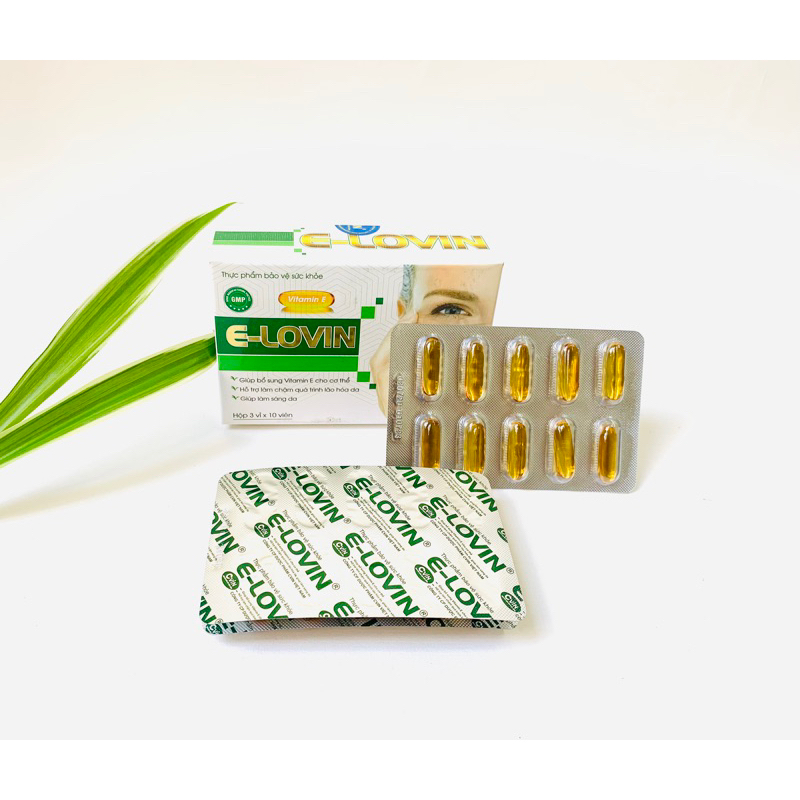 Hộp 30 viên E-LOVIN bổ sung vitamin E, lô hội, dầu hoa anh thảo làm chậm quá trình lão hóa da, đẹp da CVIN