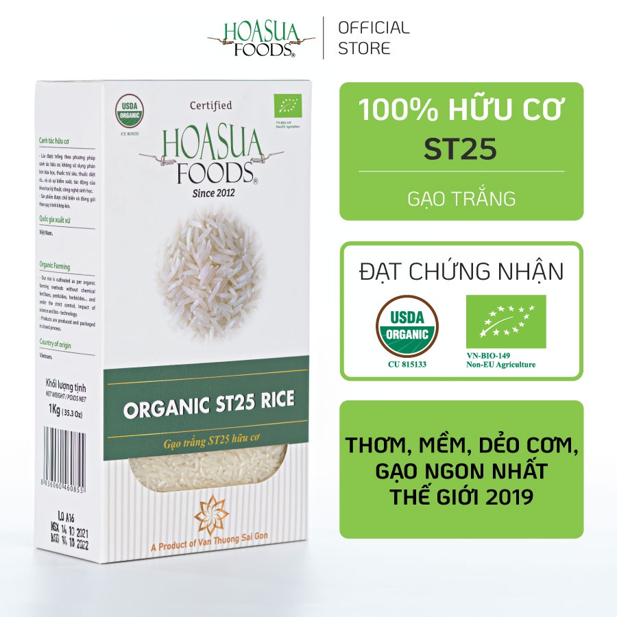 Gạo ăn dặm hữu cơ cho bé Happy Bebi Rice, gạo Nhật Japonica, gạo trắng ST25, gạo xát dối Hoa SữA