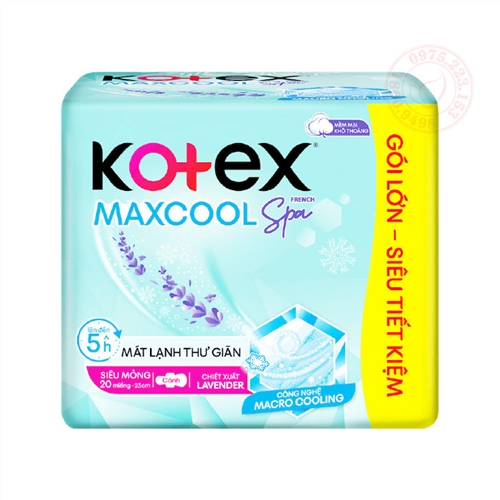 Băng vệ sinh siêu mỏng Kotex Max Cool siêu mát 23cm gói 20 miếng