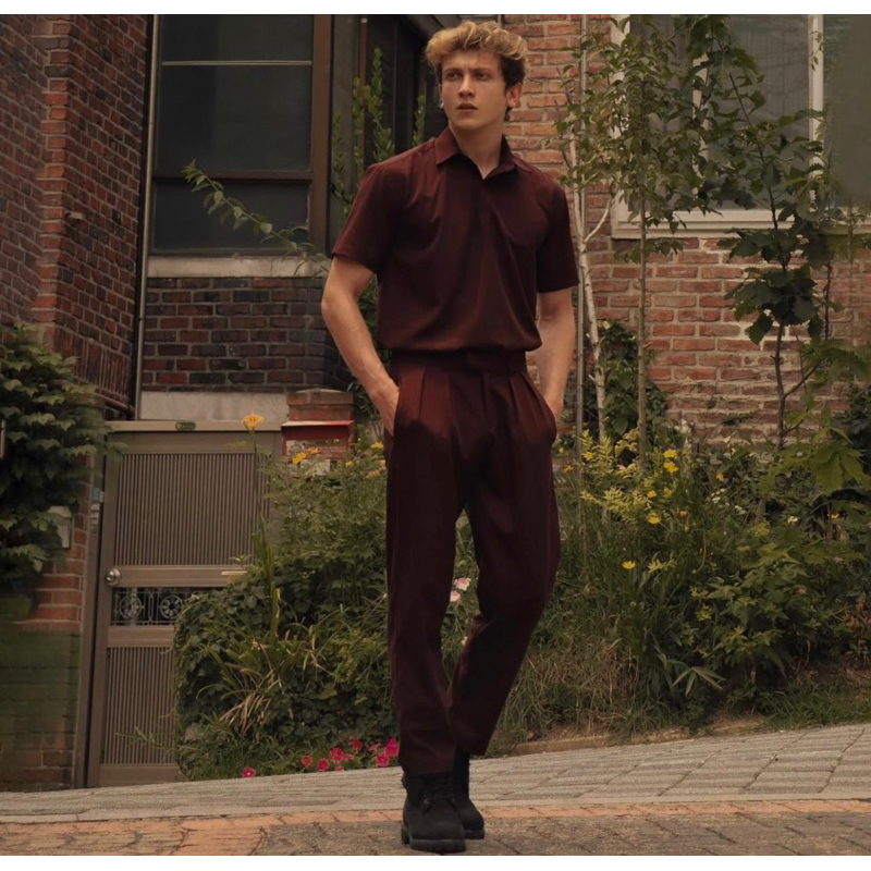 Áo sơ mi nam cổ trụ vải dày  - Thanh lý vnxk