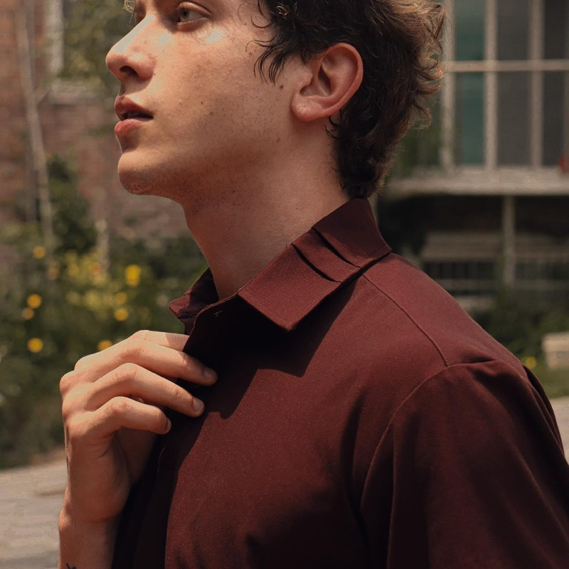 Áo sơ mi nam cổ trụ vải dày  - Thanh lý vnxk