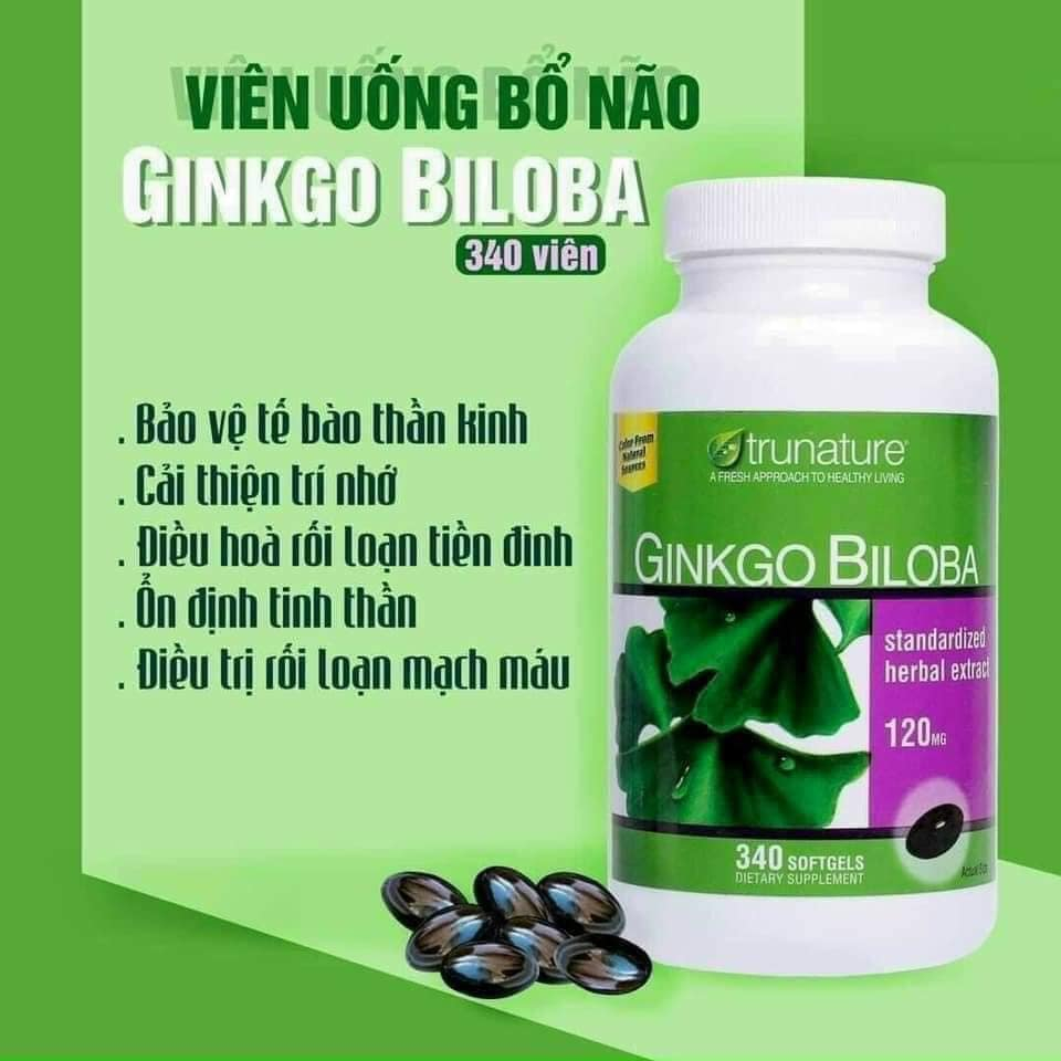 Viên Uống Bổ Não Trunature Ginkgo Biloba 120 mg  300 viên và 340 viên của Mỹ