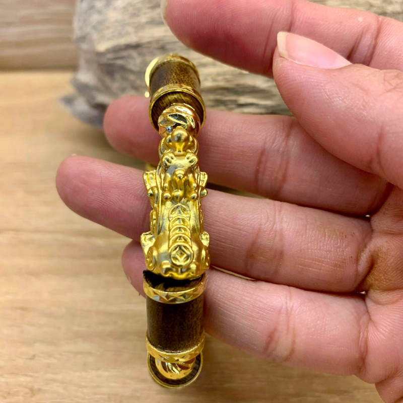 Vòng trầm hương bọc 18k kèm tỳ hưu chiêu tài hút lộc