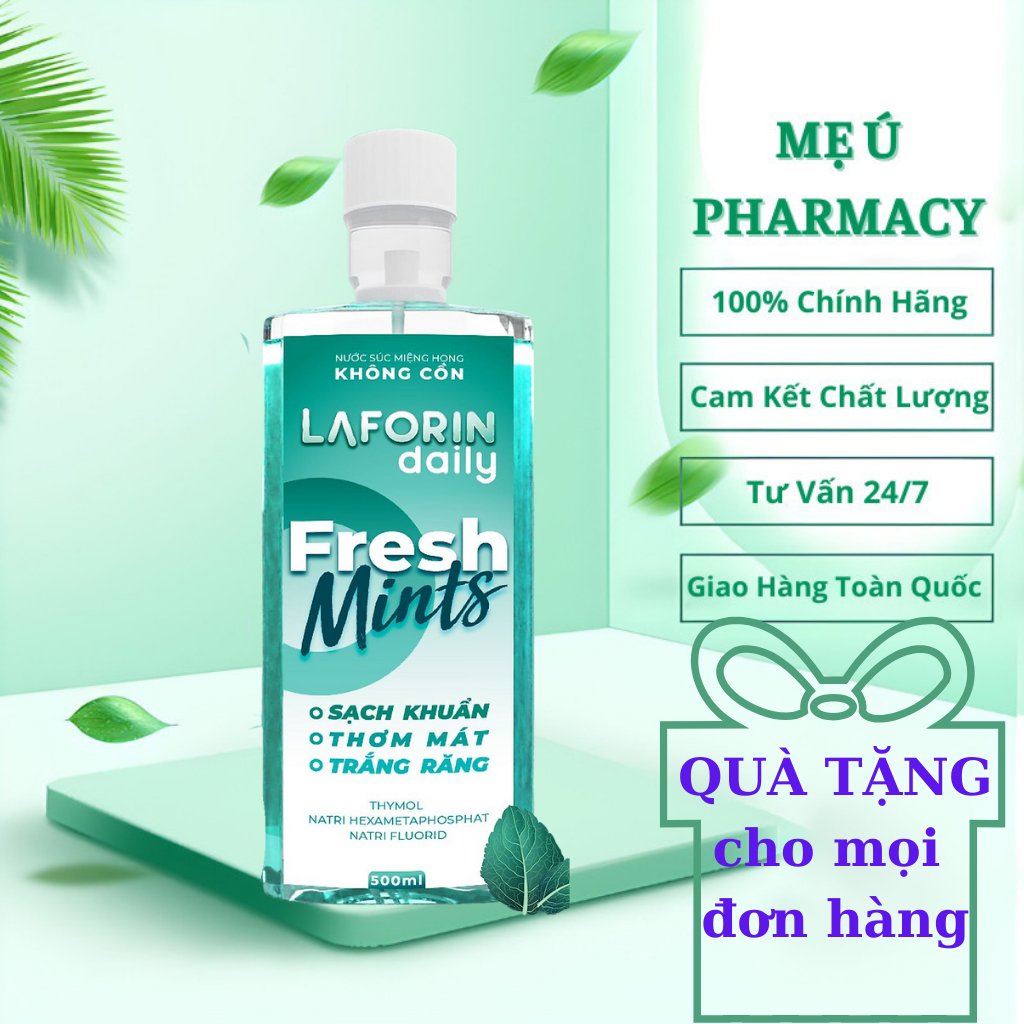 Nước Súc Miệng LAFORIN DAILY Không Cồn, Giúp Sát Khuẩn, Trắng Răng, Thơm Mát - Chai 500ml