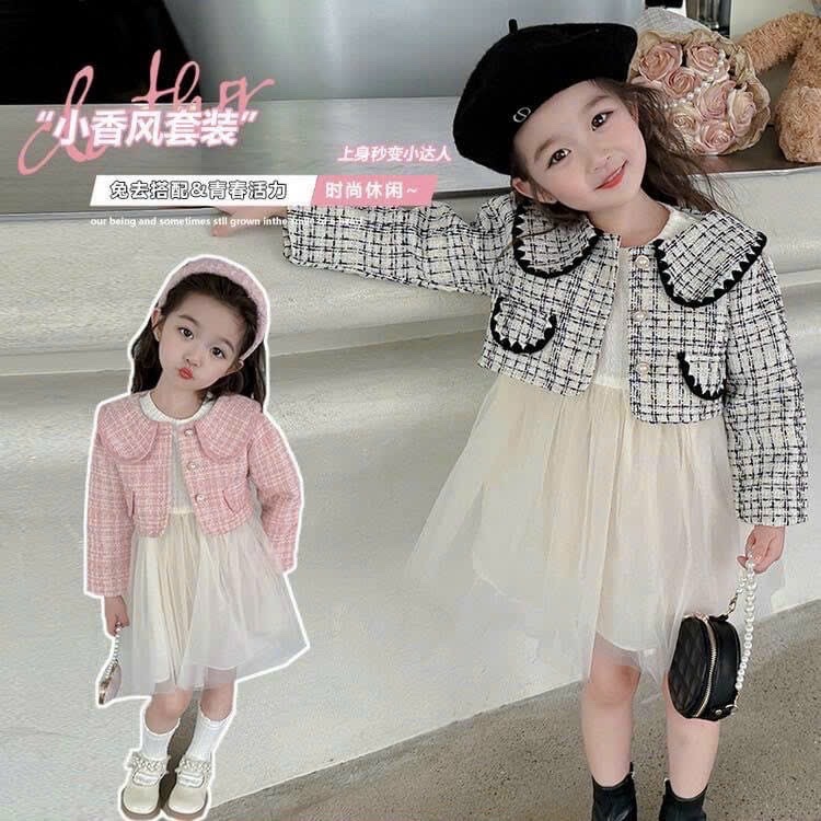Set váy áo dạ 2 chi tiết cho bé gái size 8-33kg