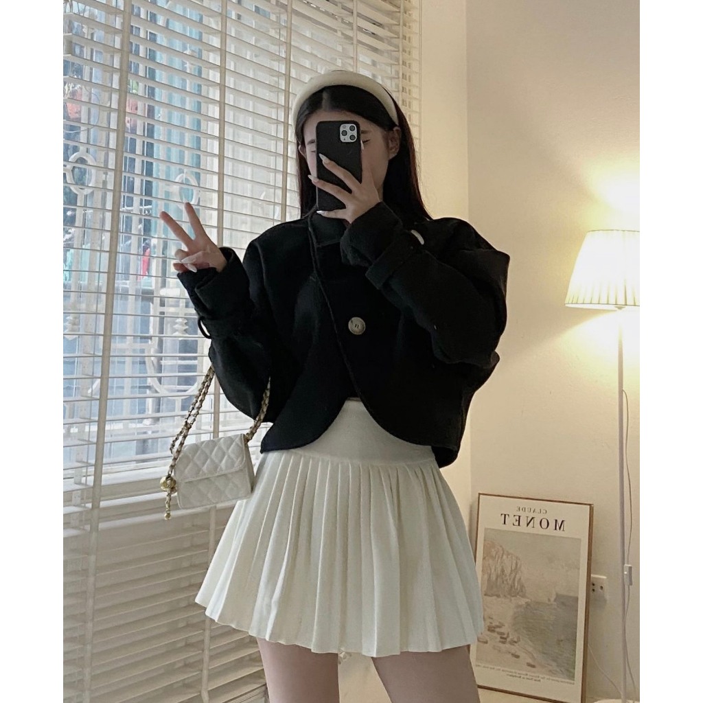 Áo dạ cao cấp croptop đan chéo sanh chảnh - ED03 - Jannahouse