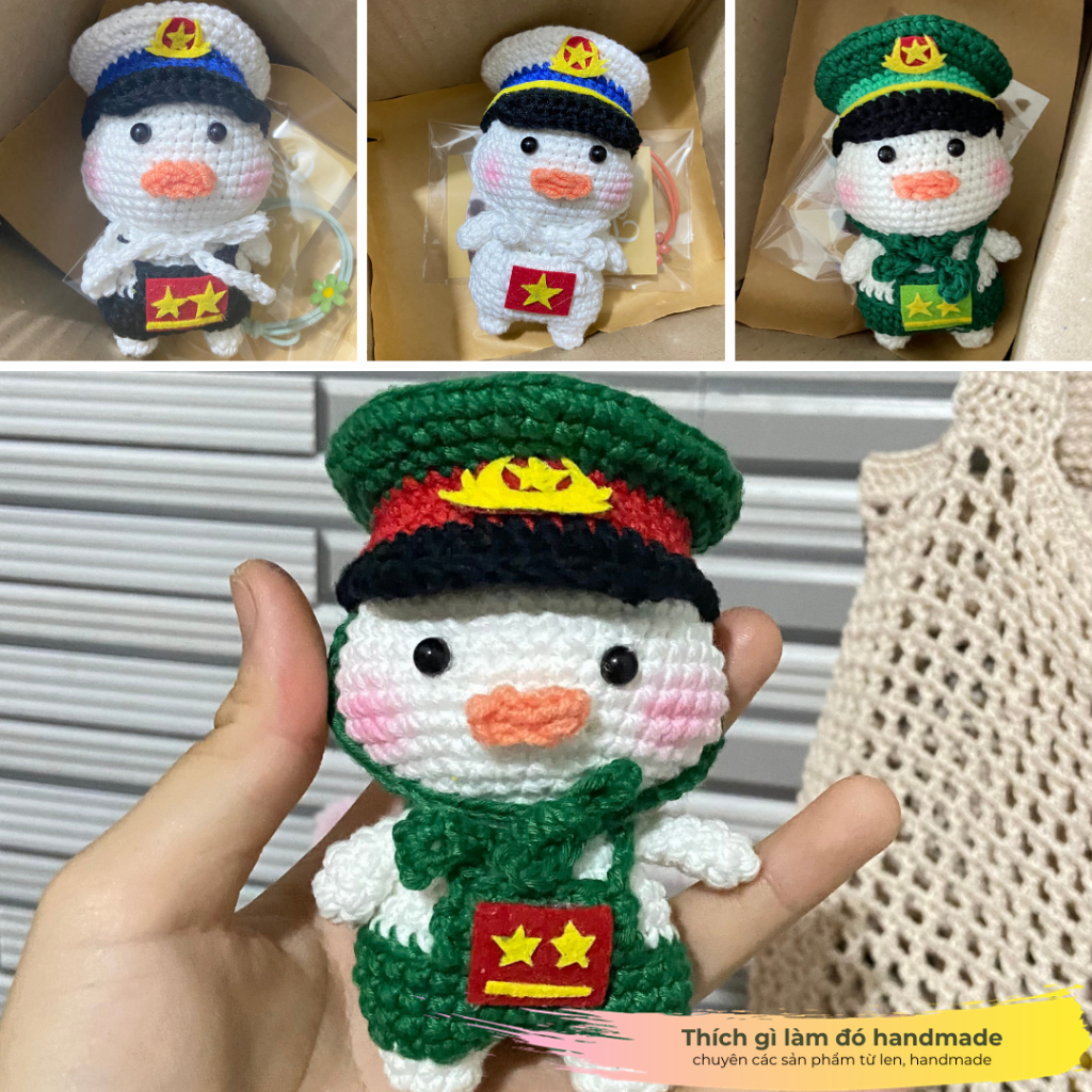 Gấu bộ đội len handmade ( ib chọn mẫu)
