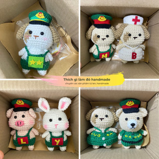 Gấu bộ đội len handmade ( ib chọn mẫu)