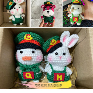 Gấu bộ đội len handmade ( ib chọn mẫu)