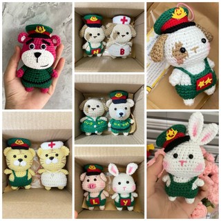 Gấu bộ đội len handmade ( ib chọn mẫu)