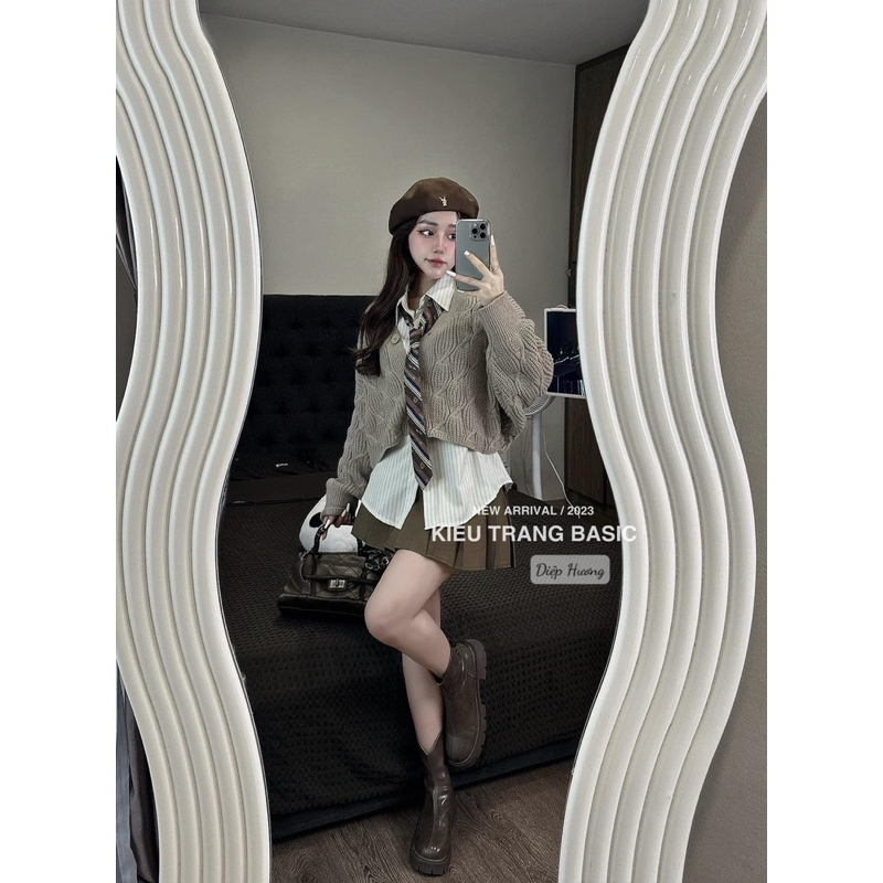 Set len 4 món áo sơ mi chân váy cà vạt