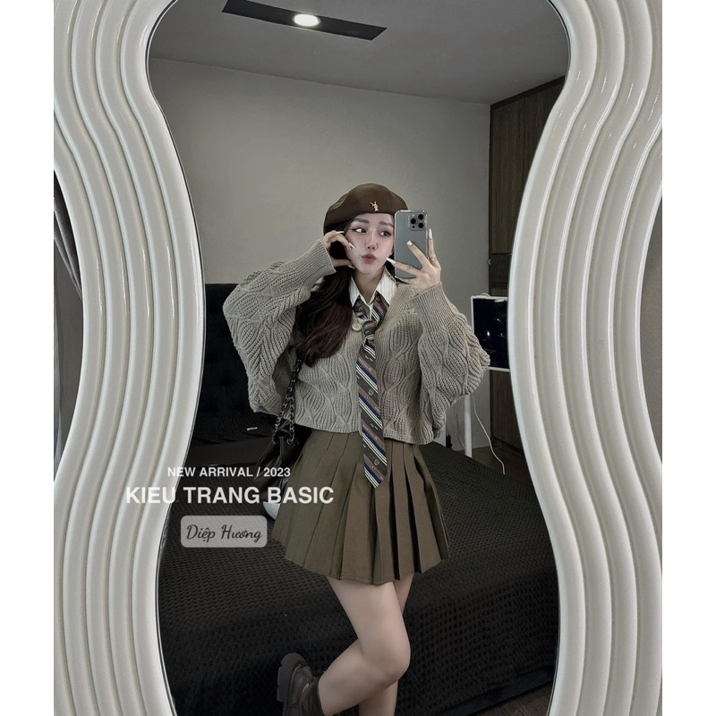 Set len 4 món áo sơ mi chân váy cà vạt