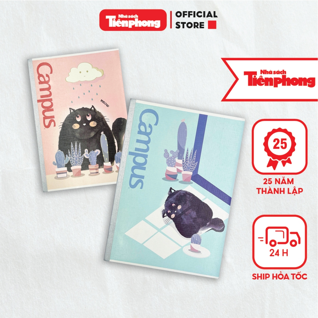 Vở Campus kẻ ngang có chấm 120 trang MEOW chính hãng nhà sách Tiền Phong phân phối - CP6396