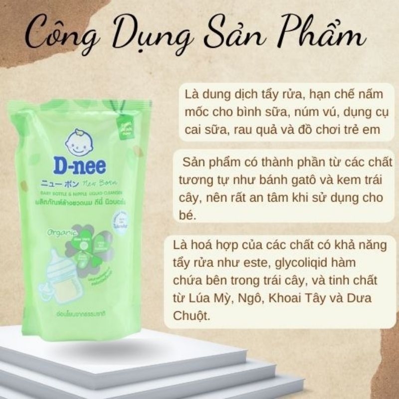 Nước rửa bình sữa dnee organic an toàn cho bé chai 620ml, túi 600ml