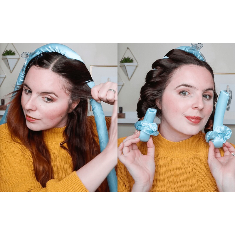 Buộc tóc, kẹp tóc và thanh lụa tạo kiểu tóc Relaxus Beauty Heatless Curler Set With Hair Clip