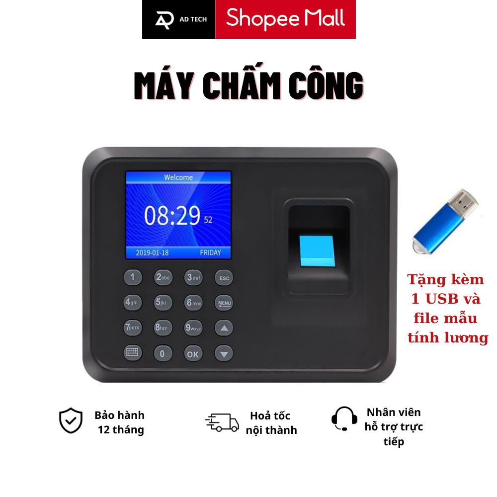 Máy Chấm Công Vân Tay - Hỗ Trợ Mẫu Tự Động Tính Lương Ngày  Giờ
