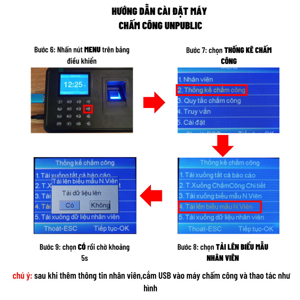 Máy Chấm Công Vân Tay - Hỗ Trợ Mẫu Tự Động Tính Lương Ngày  Giờ