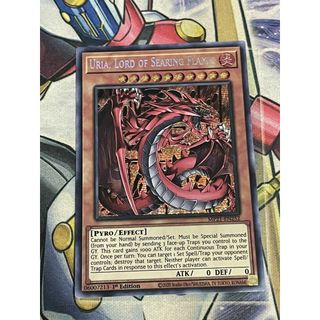 Lá bài thẻ bài Yugioh Vị Thần Uria, Lord of Searing Flames - prismatic secret Rare - Tặng bọc bài nhựa bảo quản