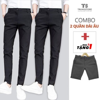 [MUA 2 QUẦN DÀI TÂY ÂU + QUÀ TẶNG] Quần Dài Âu Nam Vải Cotton 4 Chiều Mặc Đi Làm Công Sở
