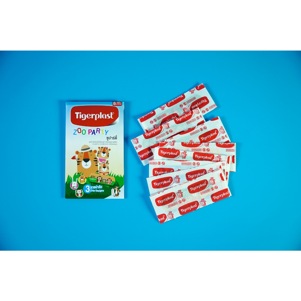 Băng cá nhân vết thương nhỏ Tigerplast Zoo Party - Hộp 8 miếng 19mm
