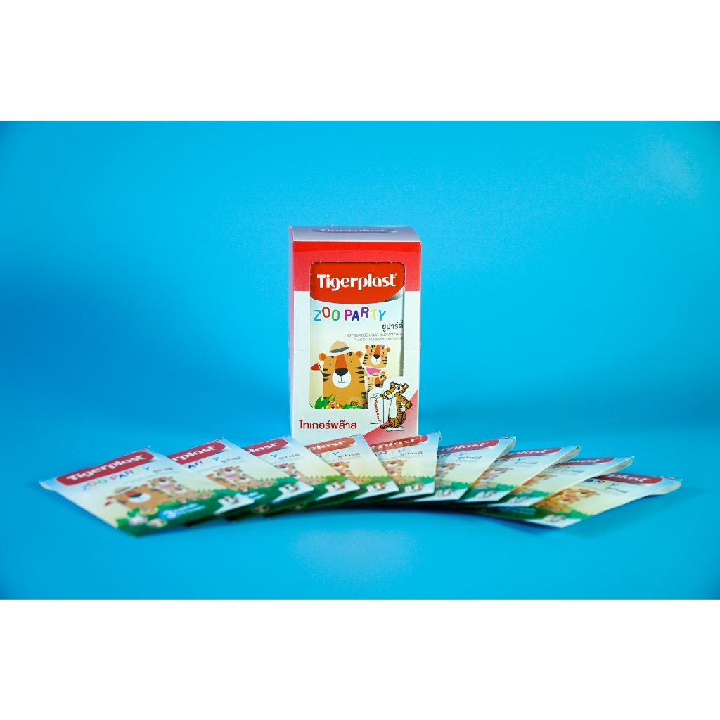 Băng cá nhân vết thương nhỏ Tigerplast Zoo Party - Hộp 8 miếng 19mm