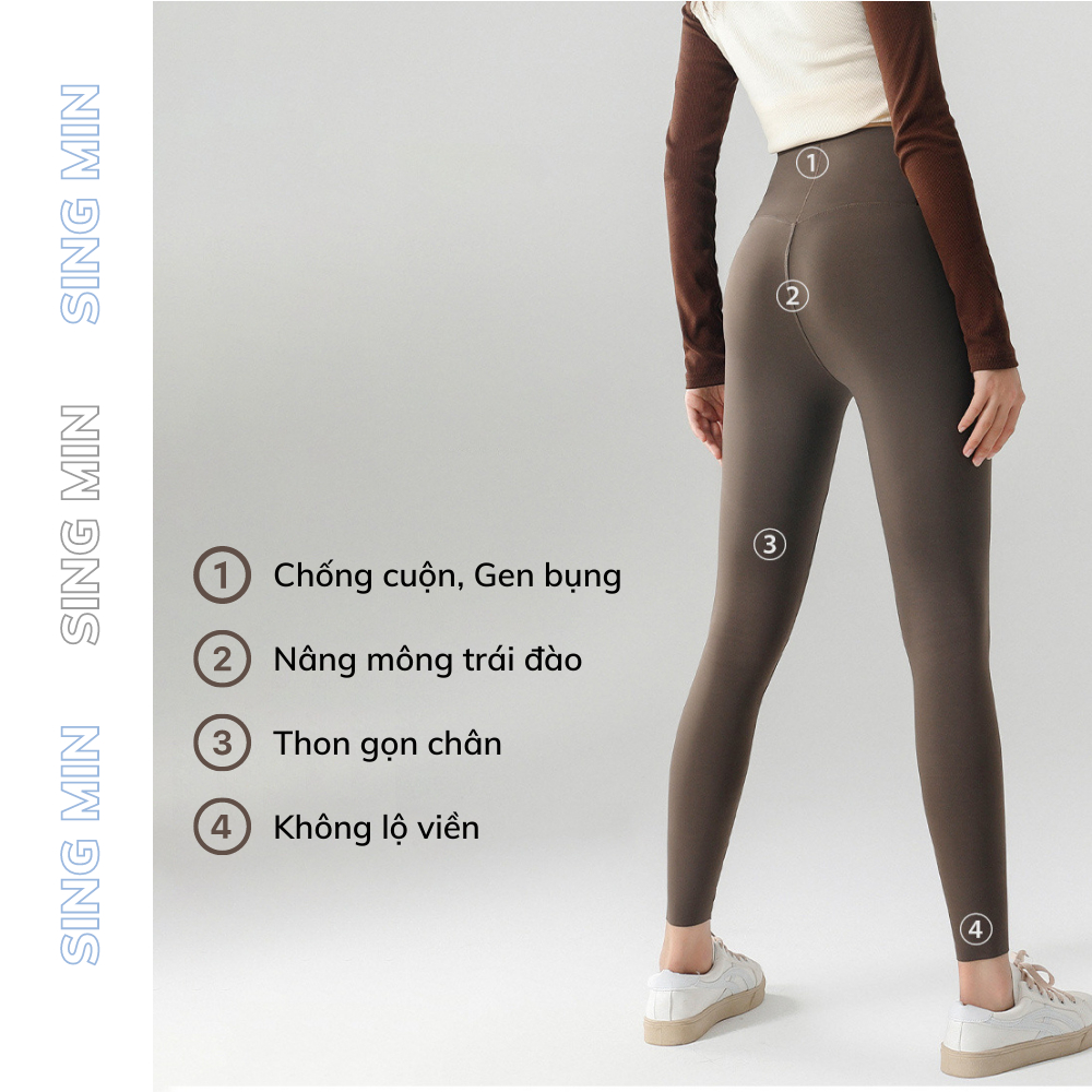 Quần legging nữ cạp cao SINGMIN gen bụng nâng mông ôm sát cơ thể