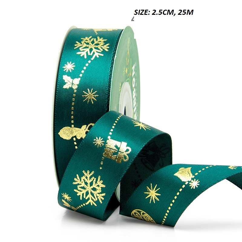 Dây Ruy Băng Lụa Chữ_❤️Noel_Merry Chrismast❤️ _Cuộn 25m