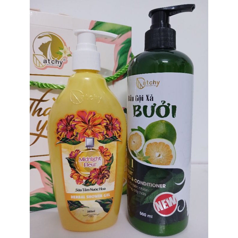 Dầu gội xả bưởi atchy 500ml tặng kèm sữa tắm 300m,gội 250ml tặng kèm 100ml