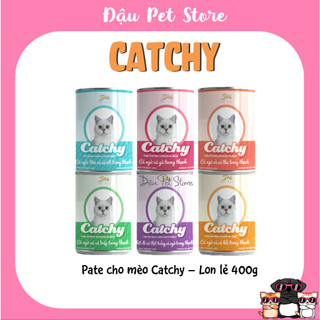Pate lon catchy dạng thạch cho mèo 11 vị - lon 400g - đậu pet