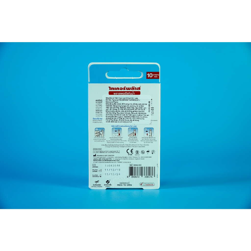 Băng gạc vết thương chống nước Tigerplast Waterproof siêu dính, trong suốt - Nhiều cỡ, tấm nhỏ