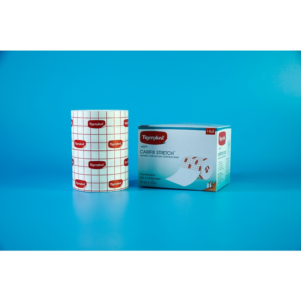 Cuộn băng keo y tế co giãn Tigerplast Carifix Stretch dán bông gạc - Tấm 10cm dài 10m