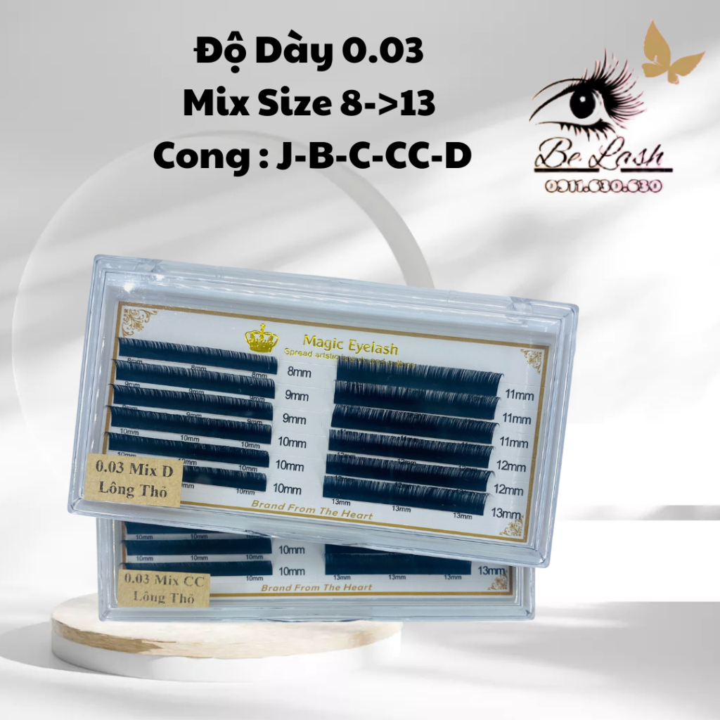 Mi Lông Thỏ Mix 0.03 Độ Cong J-B-C-D-CC Siêu Đẹp Belash