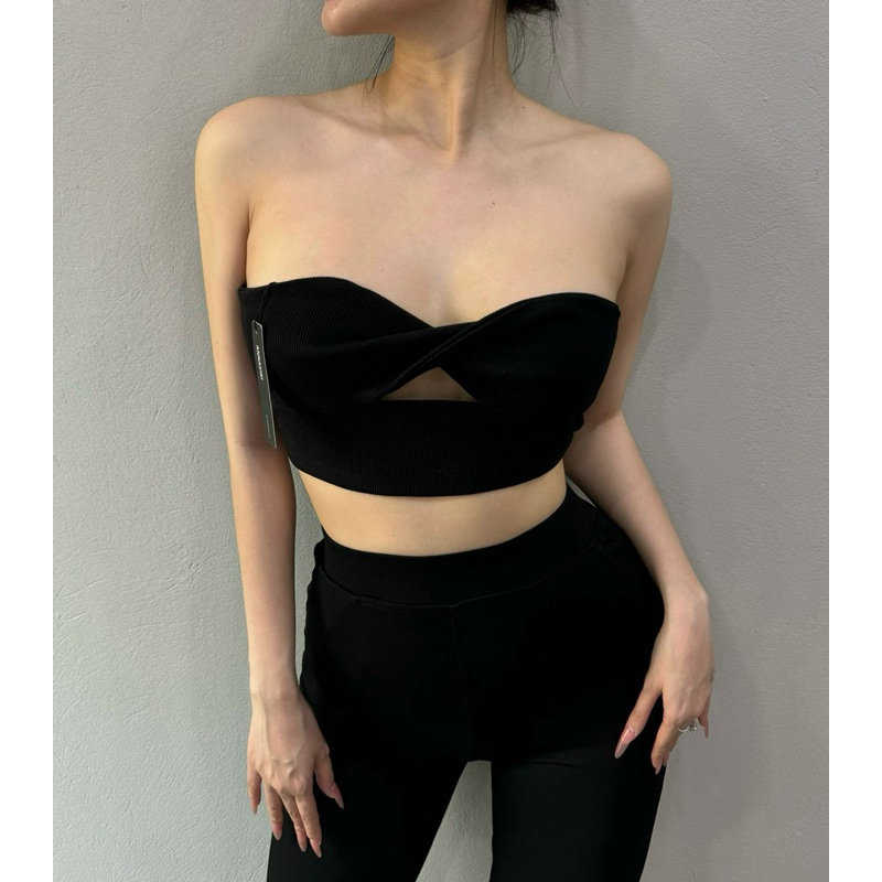 Áo ống xoắn croptop hai lớp ANNAKIKI chất thun tăm- A62