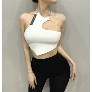 Áo croptop mix dây bún vạt lệch ANNAKIKI