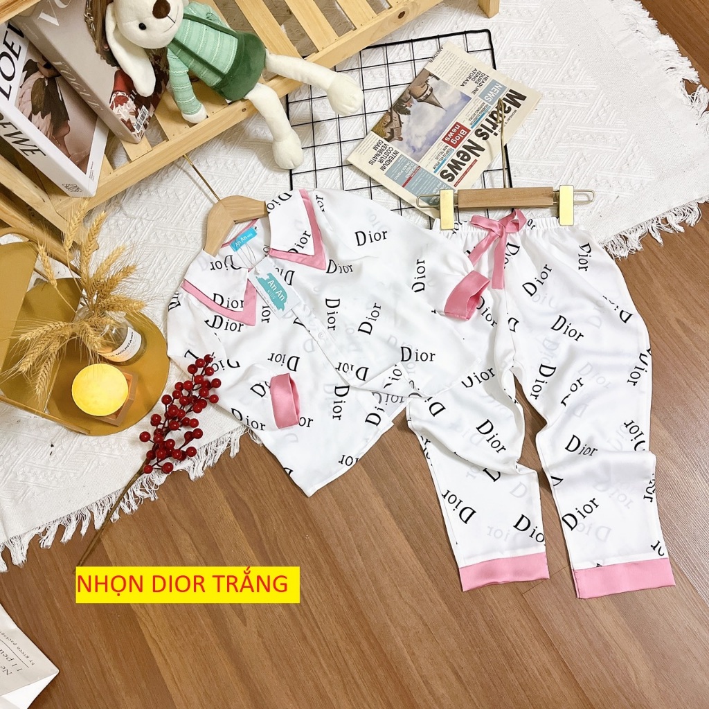 Đồ Bộ Bé Gái Mặc Nhà dài tay cao cấp Pijama Lụa Cao Cấp Cho Bé