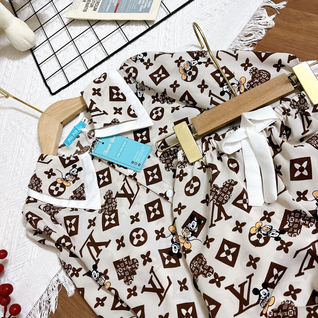 Đồ Bộ Bé Gái Mặc Nhà dài tay cao cấp - Pijama Lụa Cao Cấp Cho Bé