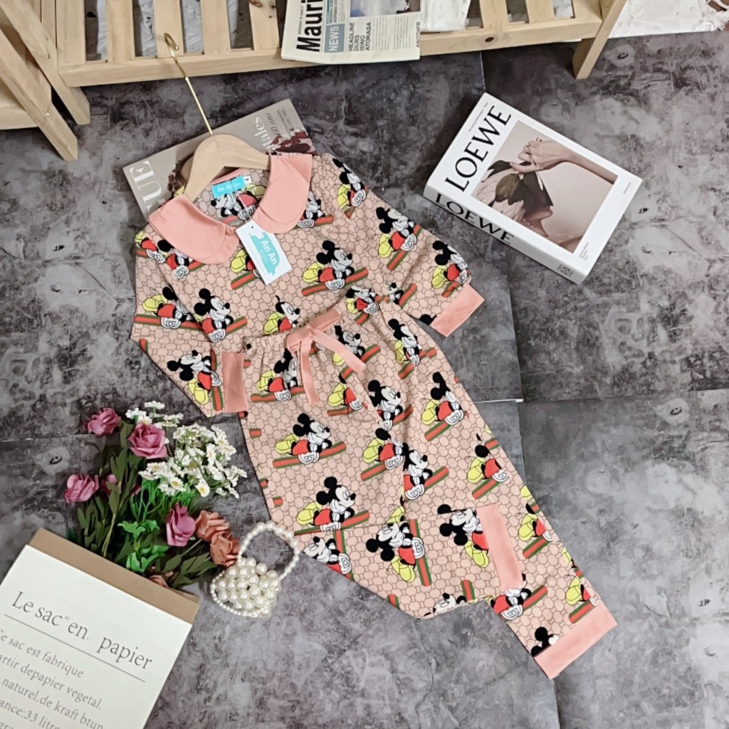 Đồ Bộ Bé Gái Mặc Nhà dài tay cao cấp - Pijama Lụa Cao Cấp Cho Bé