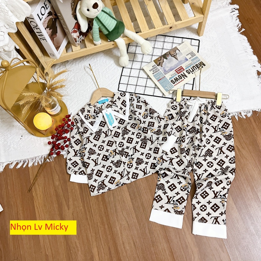 Đồ Bộ Bé Gái Mặc Nhà dài tay cao cấp - Pijama Lụa Cao Cấp Cho Bé