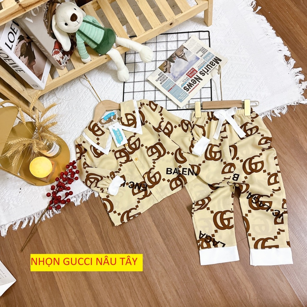 Đồ Bộ Bé Gái Mặc Nhà dài tay cao cấp Pijama Lụa Cao Cấp Cho Bé