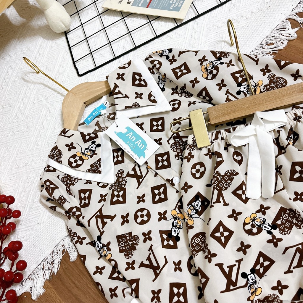 Đồ Bộ Bé Gái Mặc Nhà dài tay cao cấp Pijama Lụa Cao Cấp Cho Bé