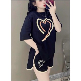 Đồ bộ sét ngủ đùi in hình trái tim & vải cotton ®®®®®#####