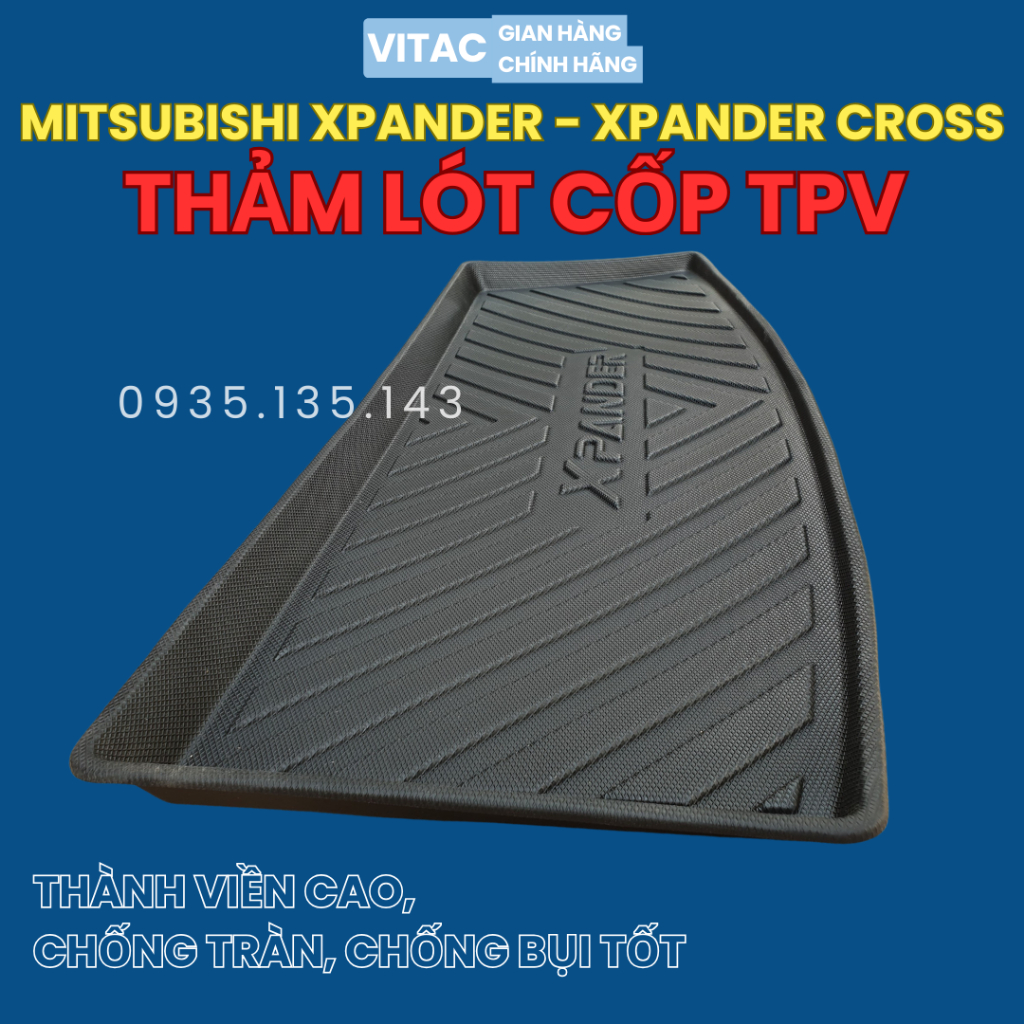 Lót cốp xe Mitsubishi Xpander - Xpander Cross 2018, 2020, 2021, 2022, 2023 cao cấp