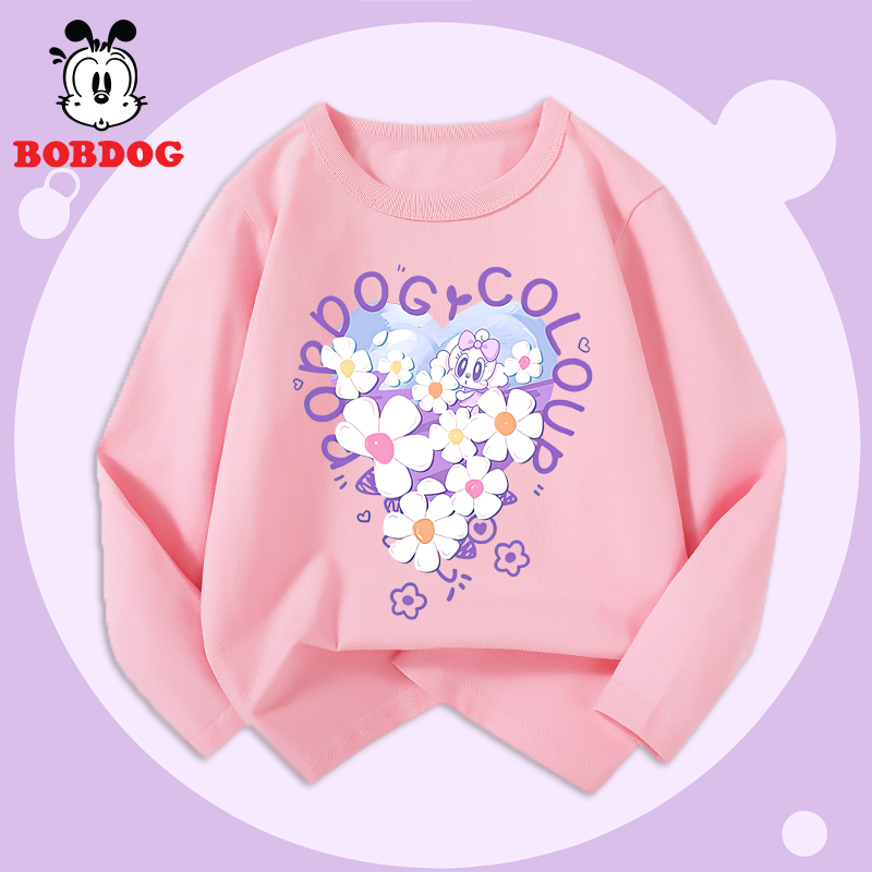 Áo dài tay bé gái BOBDOG, áo thun cotton in hình nghộ nghĩnh cho bé